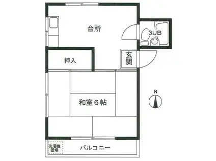 長谷部アパート(1K/2階)の間取り写真