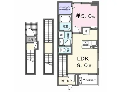 サイカス桟橋通(1LDK/3階)の間取り写真