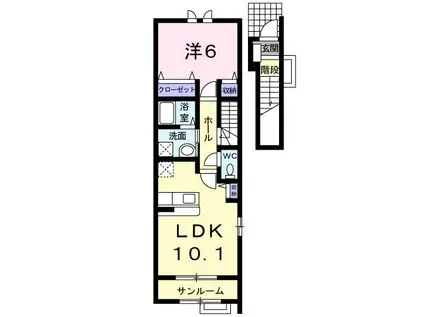 ユーフォリア21(1LDK/2階)の間取り写真