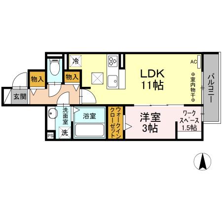グランヴィア金町(1LDK/1階)の間取り写真