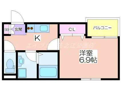 プロスパーコート北加賀屋I(1K/2階)の間取り写真