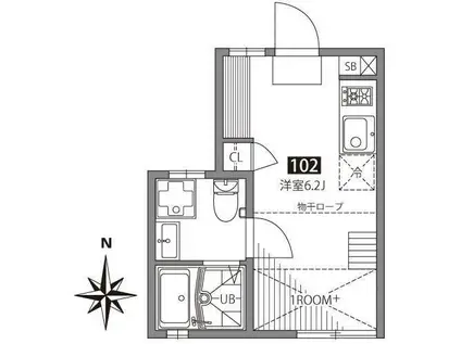 ソシガヤテラスS 1F(ワンルーム/1階)の間取り写真