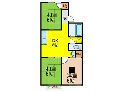 サンコートヨシナガA棟(3DK/2階)の間取り写真