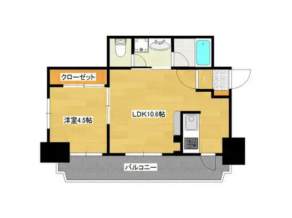 ウイング11(1LDK/3階)の間取り写真