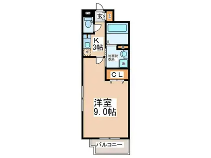 ブリリアントコートLALLURE(1K/3階)の間取り写真