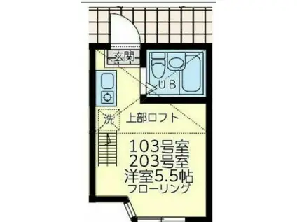 ユナイト境之谷プリンアラモード(ワンルーム/2階)の間取り写真