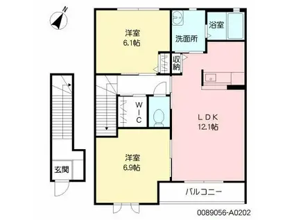 サンビレッジ松原 (2LDK/2階)の間取り写真