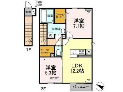 グラン・ル・ブゥール(2LDK/2階)の間取り写真
