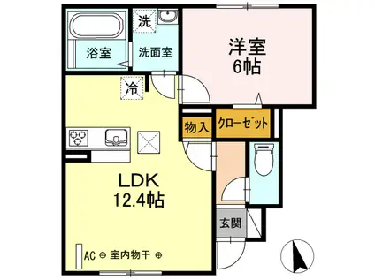 メゾン花見山 III(1LDK/1階)の間取り写真
