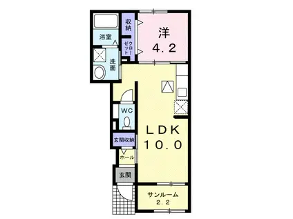 ラウレアC(1LDK/1階)の間取り写真