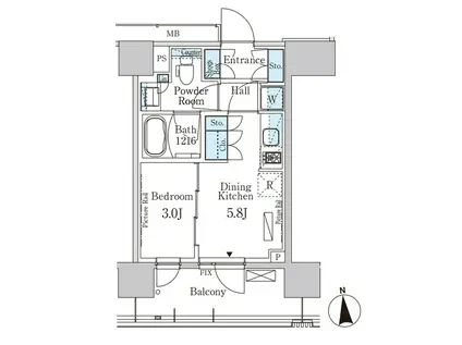 パークアクシス上野イースト(1DK/4階)の間取り写真