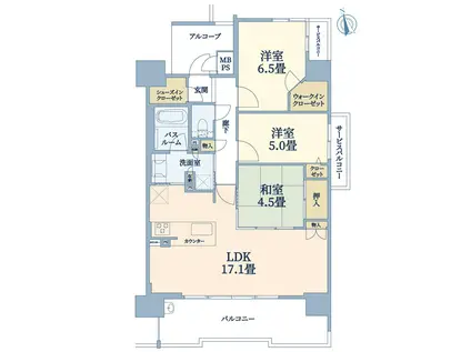 ワコーレ池田ステーションフラッツ(3LDK/14階)の間取り写真