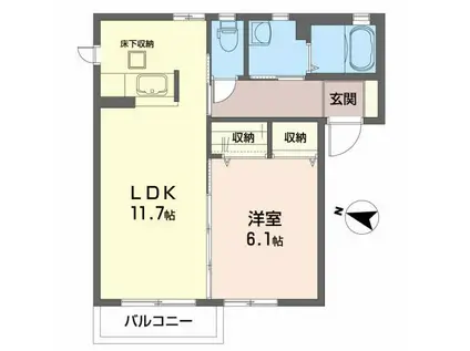 ラ・セレス(1LDK/1階)の間取り写真
