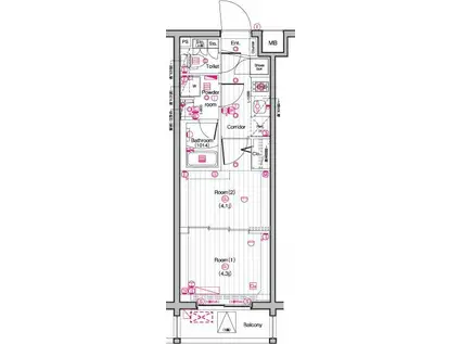 THE PREMIUM CUBE G 東中野(2K/2階)の間取り写真