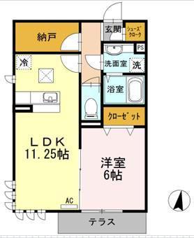 クレール ド ルネ(1SLDK/1階)の間取り写真