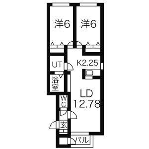 フォレスタ月寒東A(2LDK/3階)の間取り写真