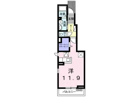 ラ・ナチュール II(ワンルーム/1階)の間取り写真