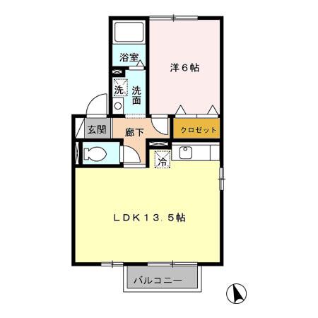 ヴィラエクセル(1LDK/2階)の間取り写真