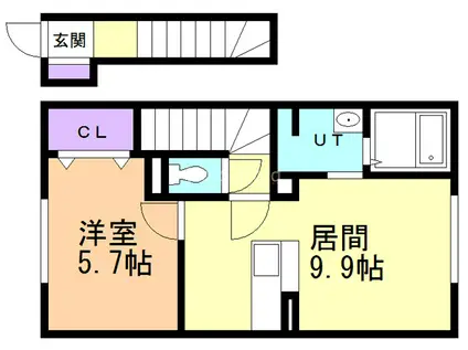 プラセール妙見(1DK/2階)の間取り写真