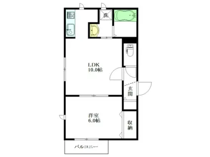 橋和メゾン南台(1LDK/3階)の間取り写真