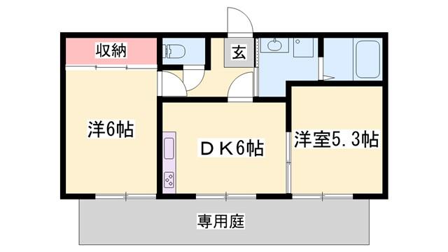 クレール糸井(2DK/1階)の間取り写真