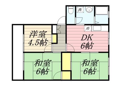 フロイント長門石(3DK/1階)の間取り写真
