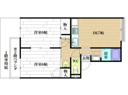 セゾン・ドミール(2DK/2階)の間取り写真