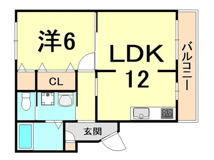ハイツ室川Ⅱ(2DK/3階)の間取り写真