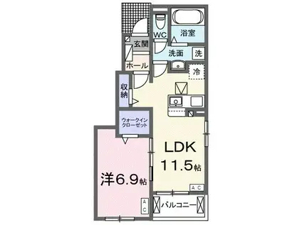 ル シエルB(1LDK/1階)の間取り写真