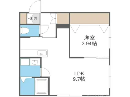 LUCE(1LDK/4階)の間取り写真