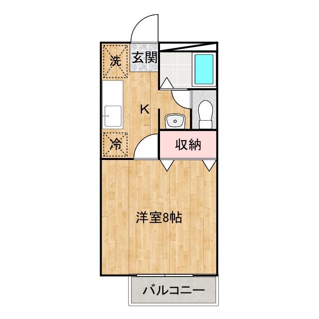 ジュネス曙B(1K/1階)の間取り写真