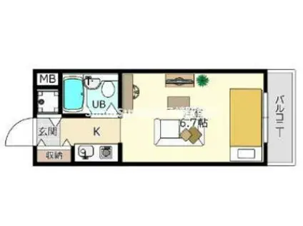 ジョイフル塚口(1K/2階)の間取り写真