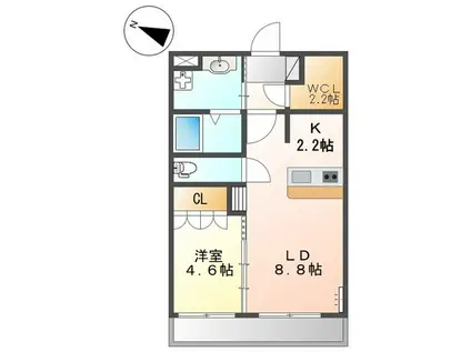 エクセルコート天美(1SLDK/2階)の間取り写真