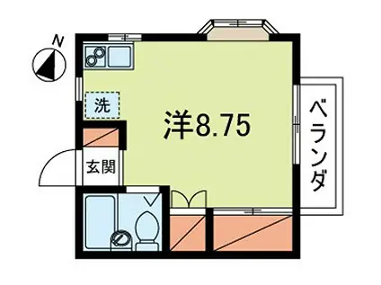 シャトレタカヤマ(ワンルーム/2階)の間取り写真