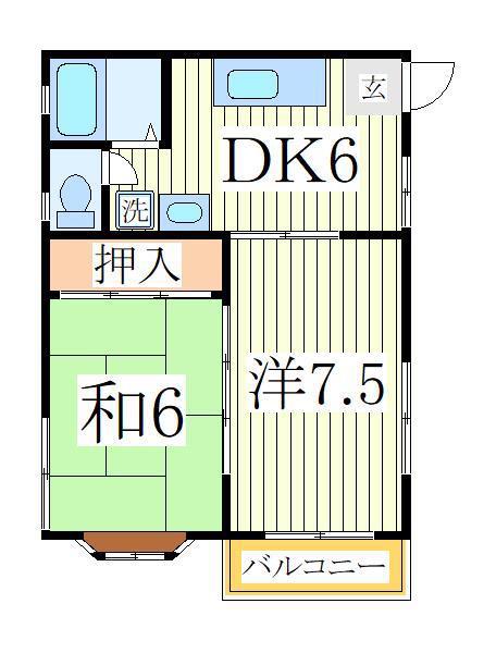 サンピア光ヶ丘(2DK/2階)の間取り写真