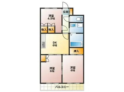 サンハイツ河原NO5(3DK/2階)の間取り写真