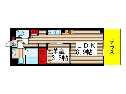 アイディール中台B館(1LDK/1階)の間取り写真