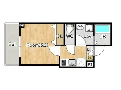 ジーメゾン前原(1K/3階)の間取り写真