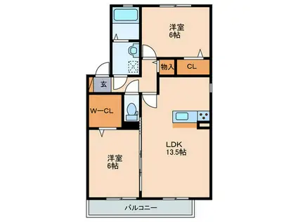 サンフォレスタ(2LDK/2階)の間取り写真
