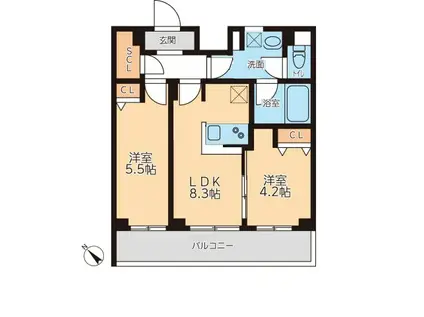 KDXレジデンス蒲田南(2DK/5階)の間取り写真