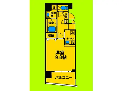 カルム小西Ⅱ(1K/4階)の間取り写真