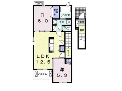 ブローテ東印場(2LDK/2階)の間取り写真