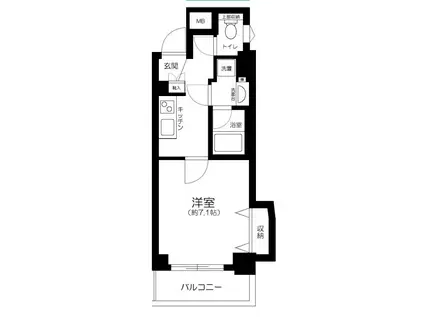 パレステュディオ品川不動前(1K/2階)の間取り写真