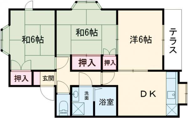 コーポリバーサイドA(3DK/2階)の間取り写真