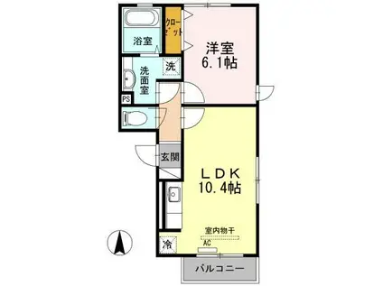 RE・EARTHの杜 もり(1LDK/2階)の間取り写真