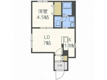 地下鉄南北線 平岸駅(札幌市営) 徒歩6分 4階建 築10年(1LDK/4階)の間取り写真