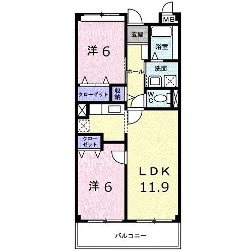 リオン・ツインズI(2LDK/3階)の間取り写真