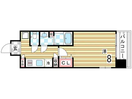 W-STYLE神戸II(1K/6階)の間取り写真