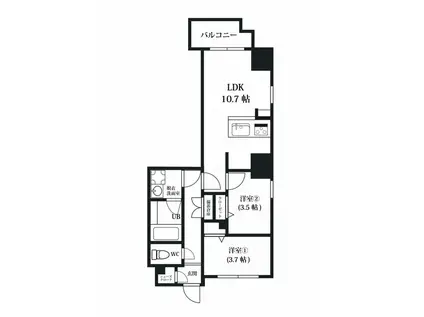 MODERN PALAZZO博多BAY(2LDK/4階)の間取り写真