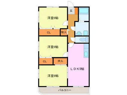 エスポワール南(3LDK/4階)の間取り写真